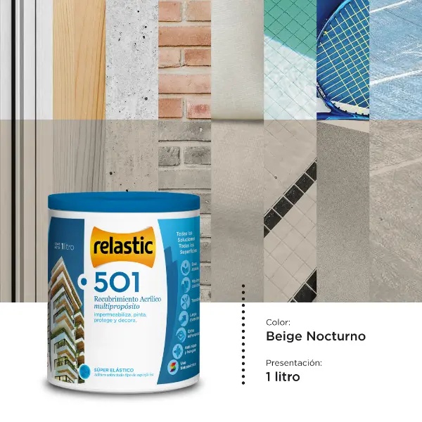 [501BN1] 501 Recubrimiento Multipropósito Mate (Beige Nocturno, 1 Litro)