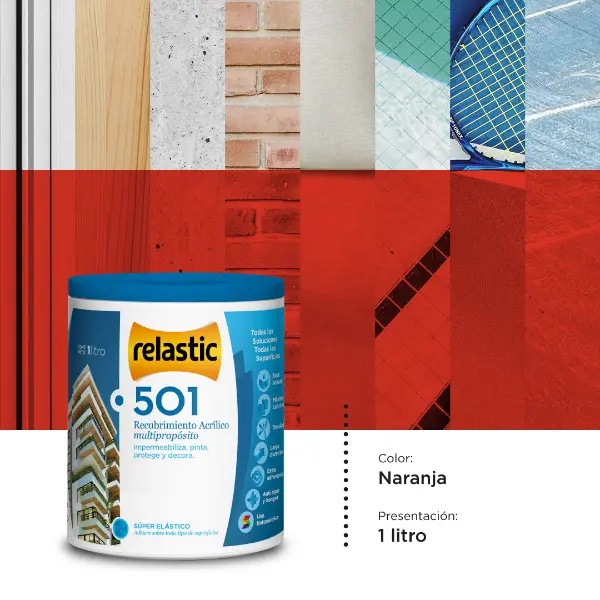 [501NA1] 501 Recubrimiento Multipropósito Mate (Naranja, 1 Litro)