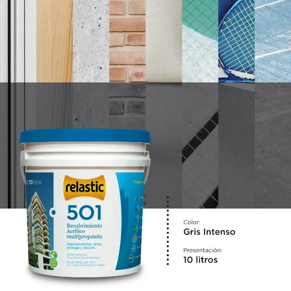 [501GI10] 501 Recubrimiento Multipropósito Mate (Gris Intenso, 10 Litros)