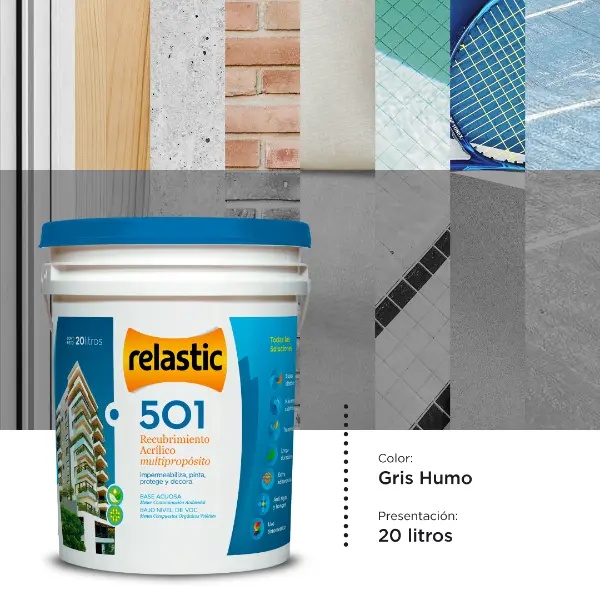 [501GH20] 501 Recubrimiento Multipropósito Mate (Gris Humo, 20 Litros)