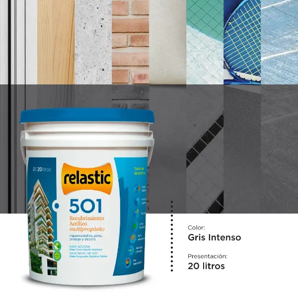 [501GI20] 501 Recubrimiento Multipropósito Mate (Gris Intenso, 20 Litros)