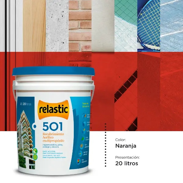 [501NA20] 501 Recubrimiento Multipropósito Mate (Naranja, 20 Litros)