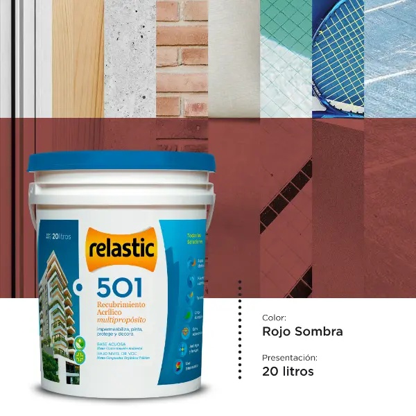[501RS20] 501 Recubrimiento Multipropósito Mate (Rojo Sombra, 20 Litros)