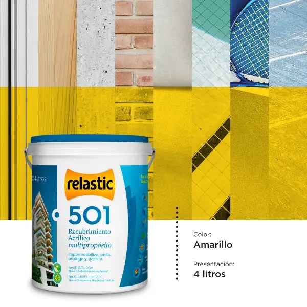 [501AMA4] 501 Recubrimiento Multipropósito Mate (Amarillo, 4 Litros)