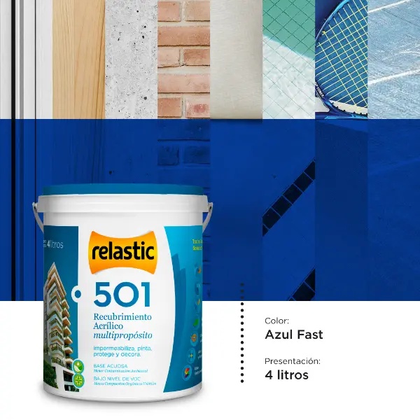 [501AF4] 501 Recubrimiento Multipropósito Mate (Azul Fast, 4 Litros)