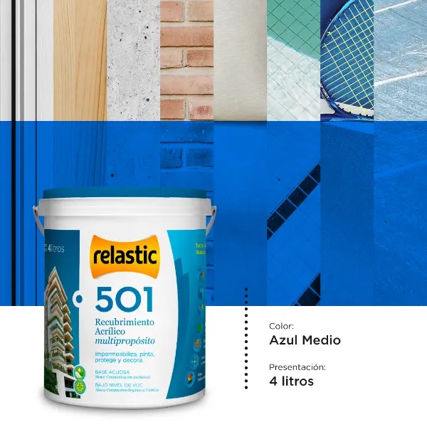 [501AM4] 501 Recubrimiento Multipropósito Mate (Azul Medio, 4 Litros)
