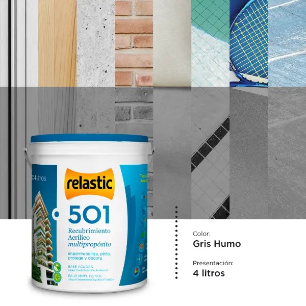 [501GH4] 501 Recubrimiento Multipropósito Mate (Gris Humo, 4 Litros)