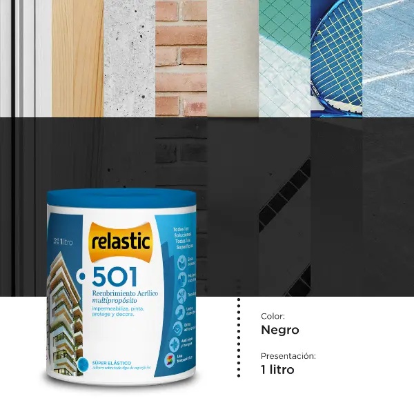 [501N1] 501 Recubrimiento Multipropósito Mate (Negro, 1 Litro)