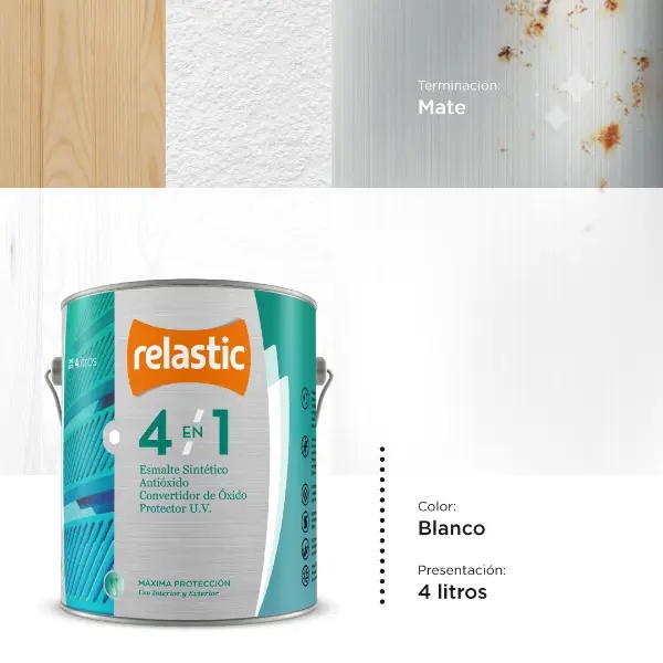 [BM4] 4 en 1 Esmalte Multifunción Mate (Blanco, 4 Litros)