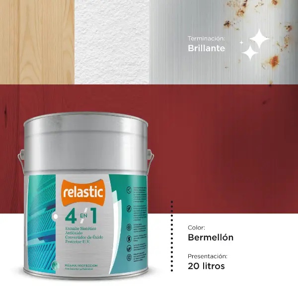 [41B20] 4 en 1 Esmalte Multifunción Brillante (Bermellon, 20 Litros)