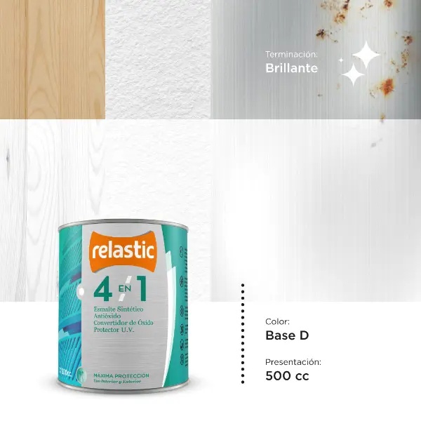 [41BD05] 4 en 1 Esmalte Multifunción Brillante (Base D, 0.5 Litro)